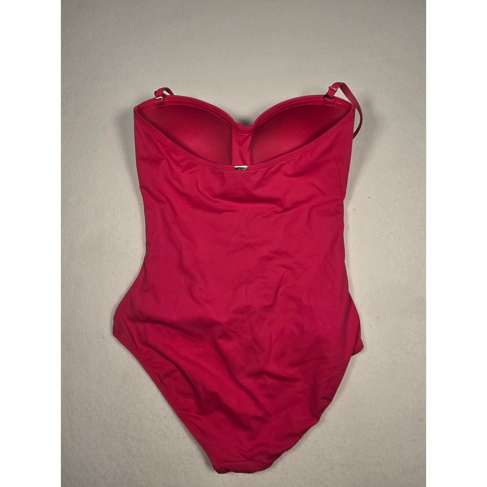 Anne Cole Swimsuit Women Size 8 Pink Ruched One Piece Halter Bandeau Vacation - Picture 4 of 5